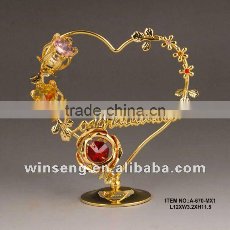 24K Gold Plated Love Heart with Flower for Gifts