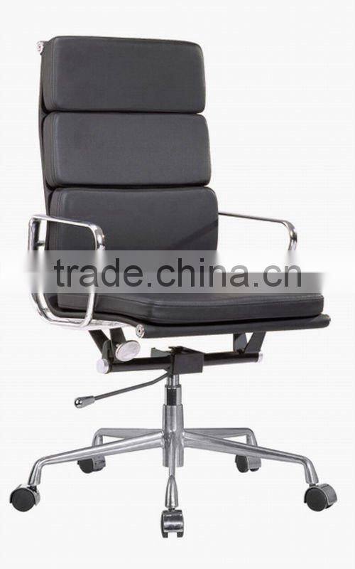 Comfortable black leather swivel office chair
