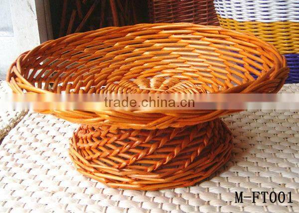 Modern Golden yellow wicker fruit tray & wicker fruit plate