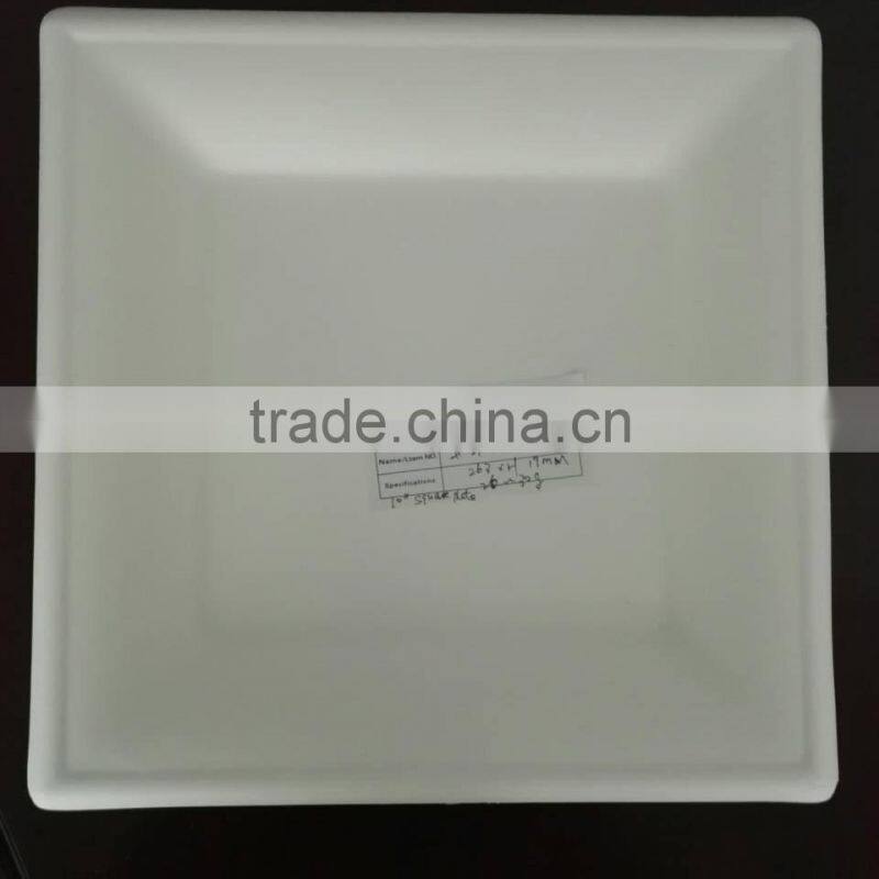 10" Square biodegradable Sugarcane bagasse lunch tray