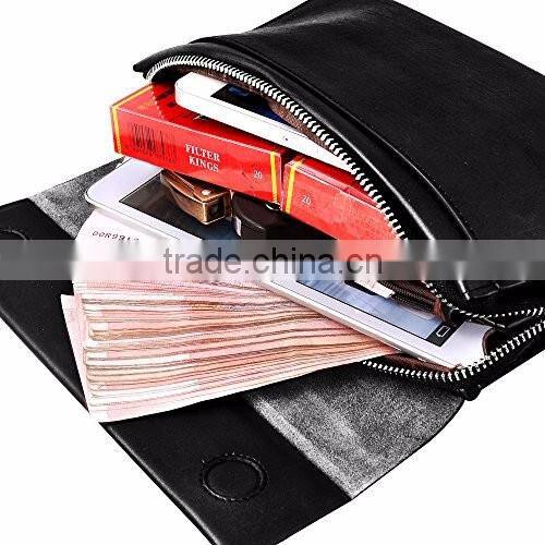 Mens Genuine Leather Big Clutch Bags Wristlet Handbag Organizer Wallet Business Checkbook High Capacity Soft Zipper Wallets