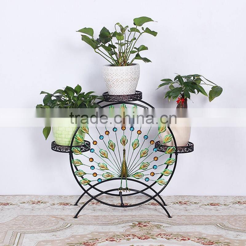 2016 factory custom handmade colorful wrought iron flower pot stand