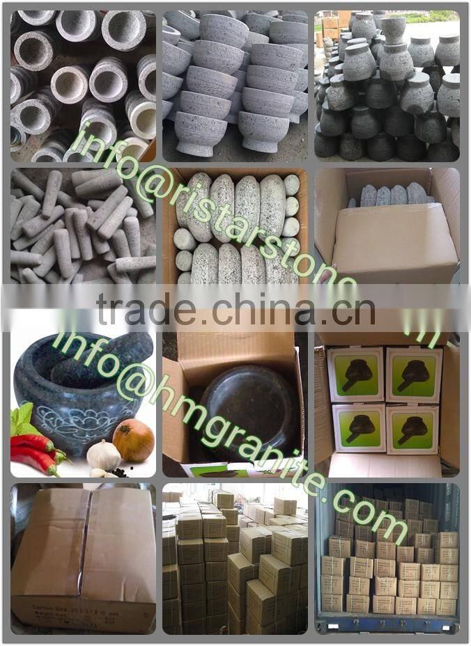Mills type square granite stone mortar and pestle