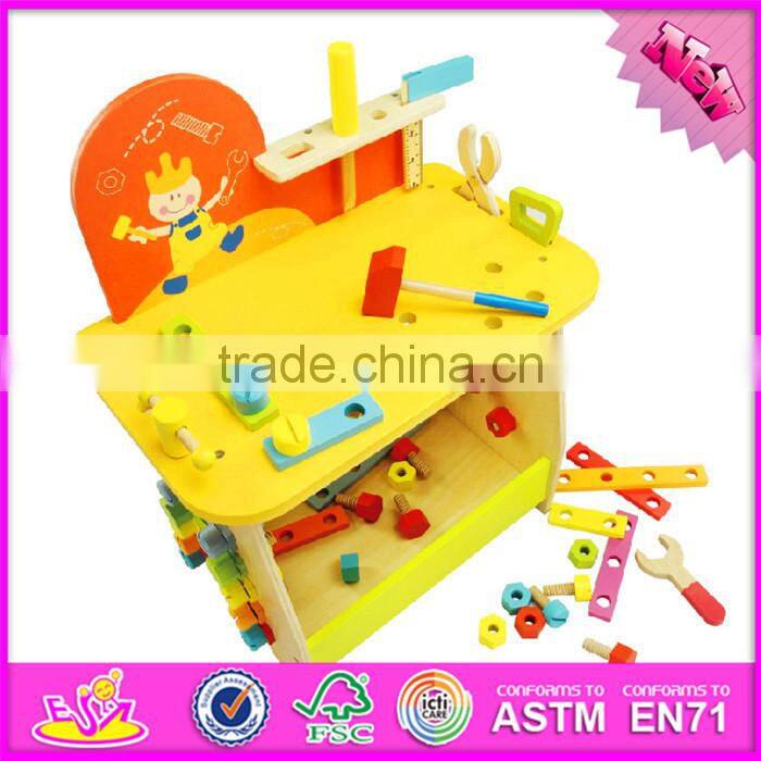 2016 new design cartoon children wooden diy workbench W03D077