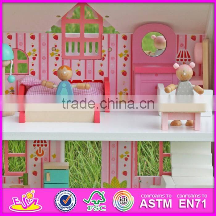 2016 top fashion lovely wooden victorian dollhouse for kids W06A041C
