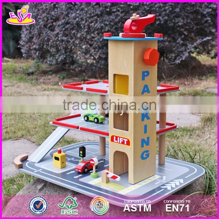 2017 new products children parking toy small wooden toy garage W04B047