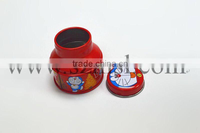 Hot sale candy tin can,cute Doraemon tin cans for kids