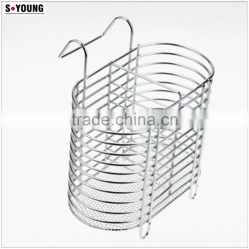 43007 Steel Wire Sink Basket Cutlery Holder Cooking Utensils Storage Kitchen Rack