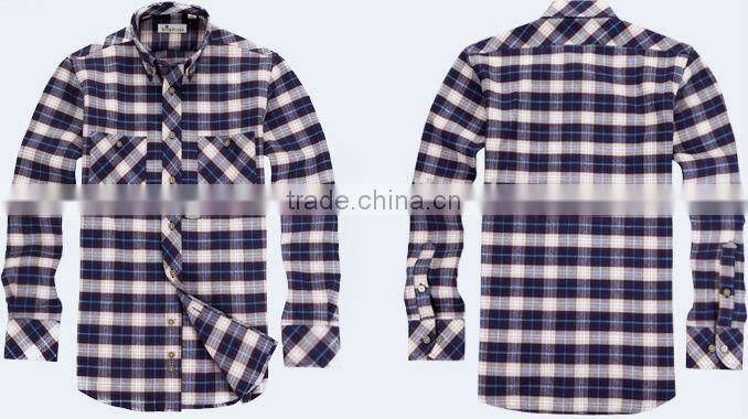 Men's 100% cotton twill plaids flannel fashion shirt with long sleeves