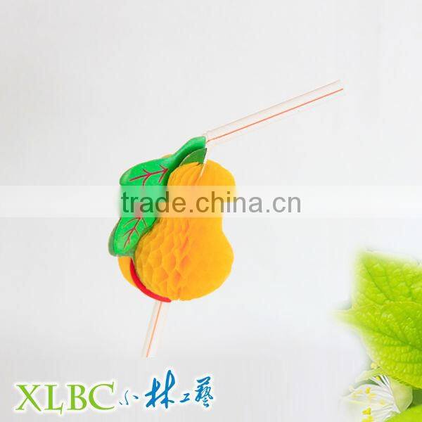 Party item flexible decorative bar straws with pear