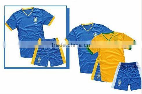 Custom embroidered sports wear Brazil football shirt soccer jersey set uniform