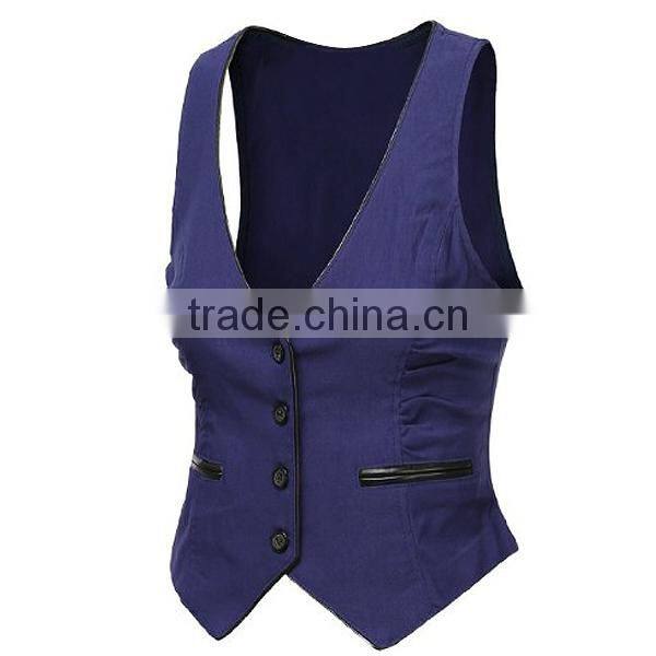 women's elegant perfect fitting navy blue cotton vests