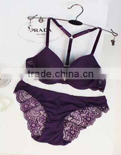 sexy front closure push up sexy ladies seamless lace bra set