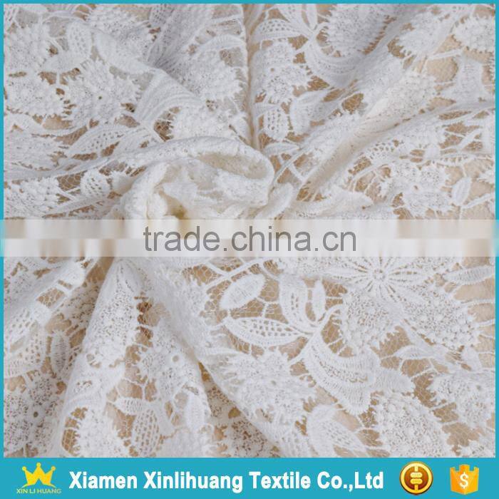 High Quality White 100 Cotton Embroidery Guipure Lace Fabric for Clothing