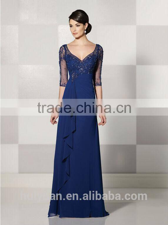 beach long sleeve lace new design chiffon dress 2015