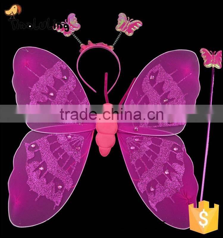 event party supplies kids fashion nylon butterfly glitter wings sets