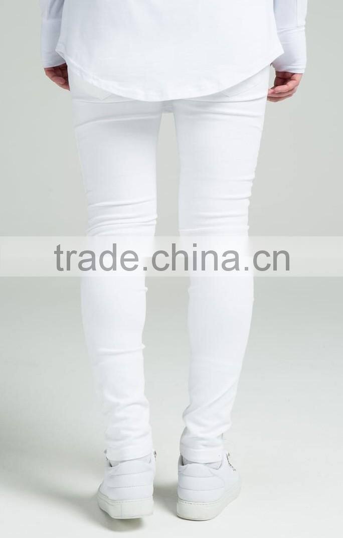 Fashion White Men Pants 2016 Biker Skinny Denim Pants Long Pants Legging Jeans