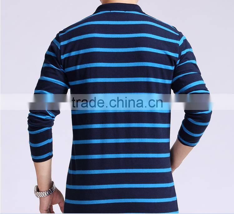 OEM custom 100% cotton long sleeve mens striped polo shirts