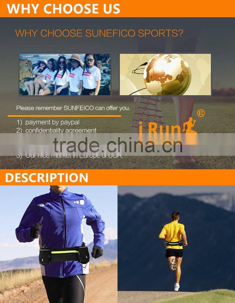 Hydration Running Belt with 2 BPA Water Bottles - Sports Water Belt Pockets Fits Most Smartphones - Accept Custom Logo & Color