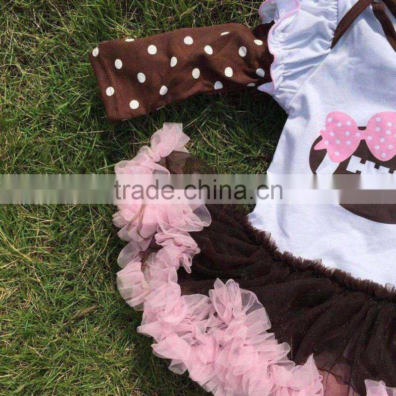 Football dress new design ruffle dress clothes pink veil cute children's kids clothes with matching necklace and headband
