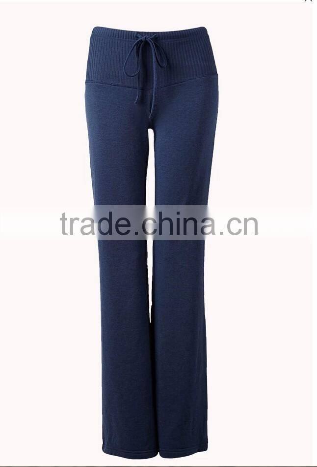 2016 Hot selling elastic waist relaxed fit lady pants sports wear yoga pants