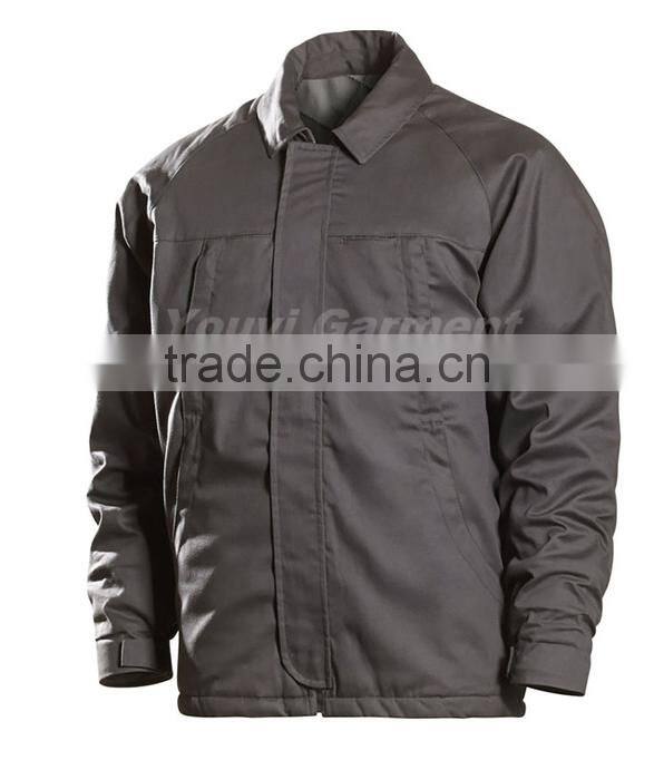men dark grey flame resistant insulated parka