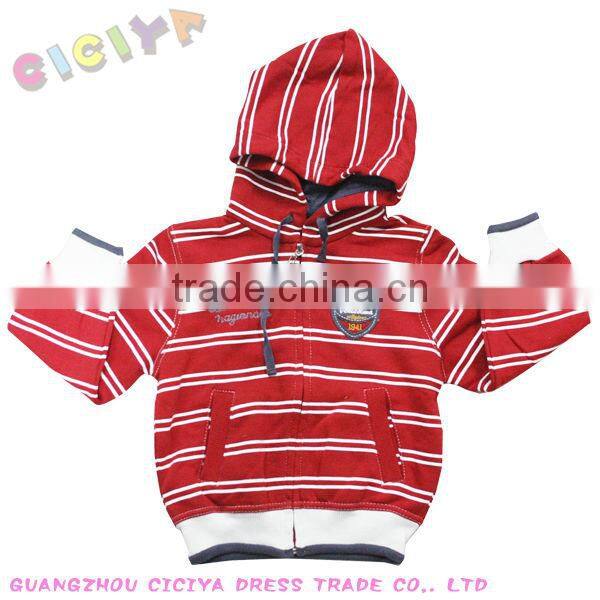 Latest winter design kids red strip fashion hood customized hoodies with hood