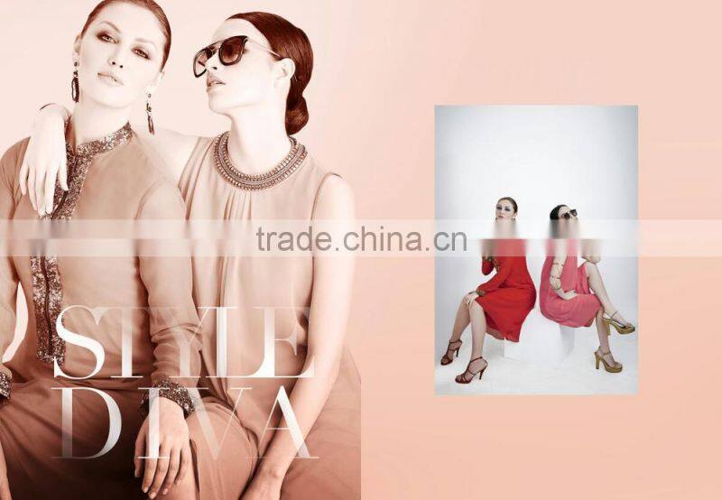 Salmon and Red color with Gold flakes neck design Vogue Designer Kurtis