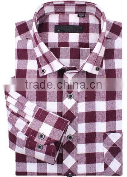 2016 Elegant fancy style 100%Cotton Single velvet Checked thickening Shirt for men