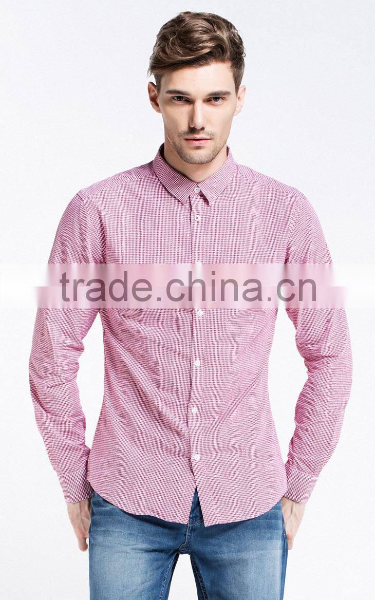 Latest style cotton long sleeve plaids youth young men shirts