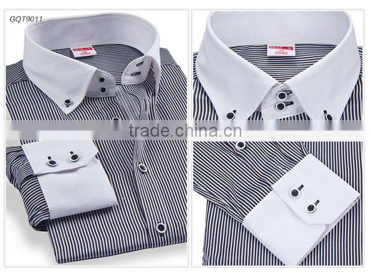 Latest shirt designs for men 2015 long sleeve stripe casual business man shirt
