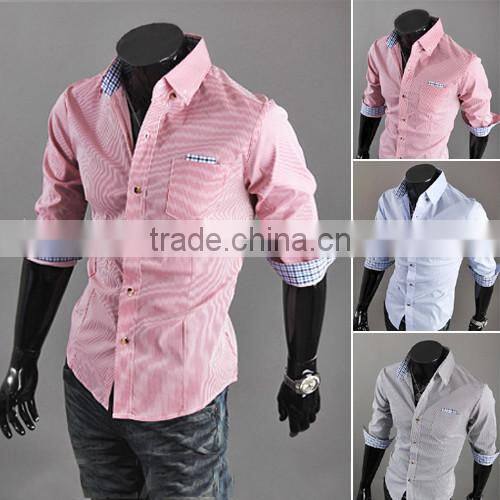 Yiwu factory directly supply hot sale 2016 slim fit long sleeve three colors turkish cotton shirt for men
