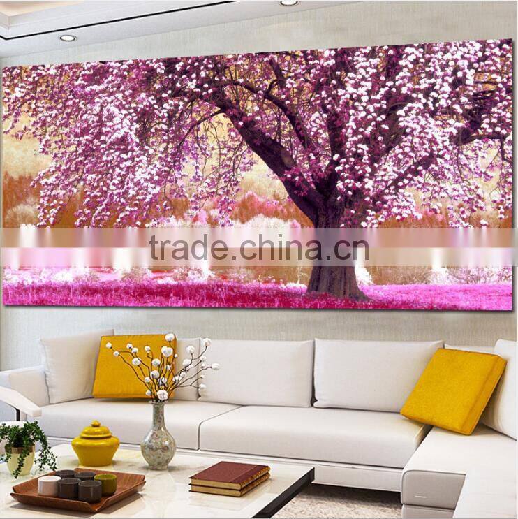 Custom Size European Style Cherry Trees Landscape Embroidered Diamond Paint Cross Stitch Kit