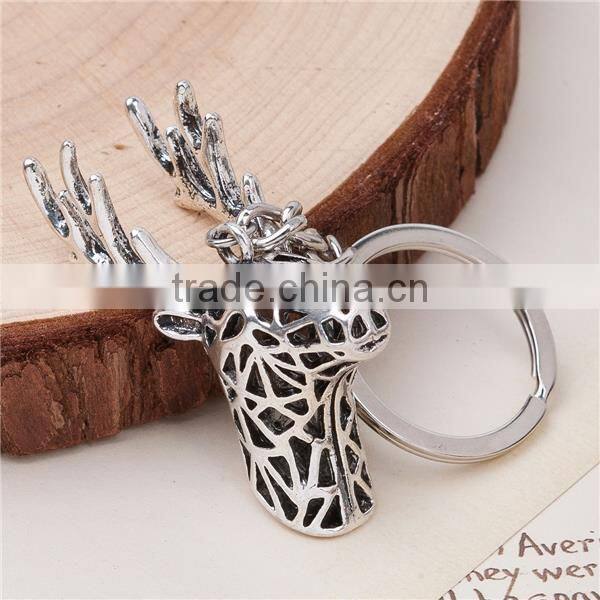 3D Keychain & Keyring Deer Animal Antique Silver 8.8cm