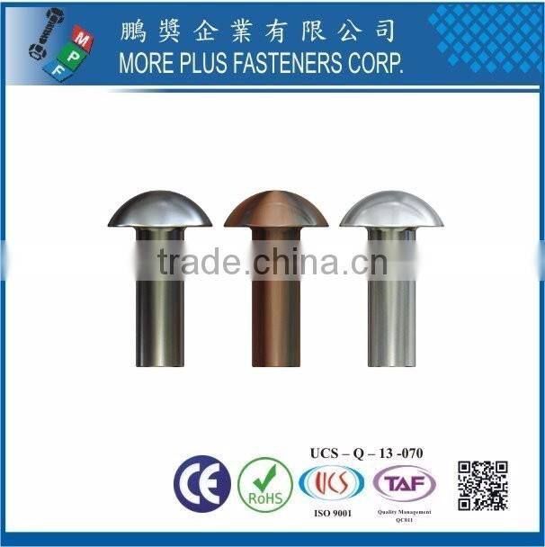 Taiwan Stainless steel 18-8 Chrome plated steel Nickel plated steel Copper Brass DIN6791 DIN660 Semi-Tubular and Solid Rivet