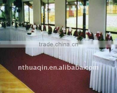 Wedding polyester table skirting table linen 100% polyester table skirts with cover top
