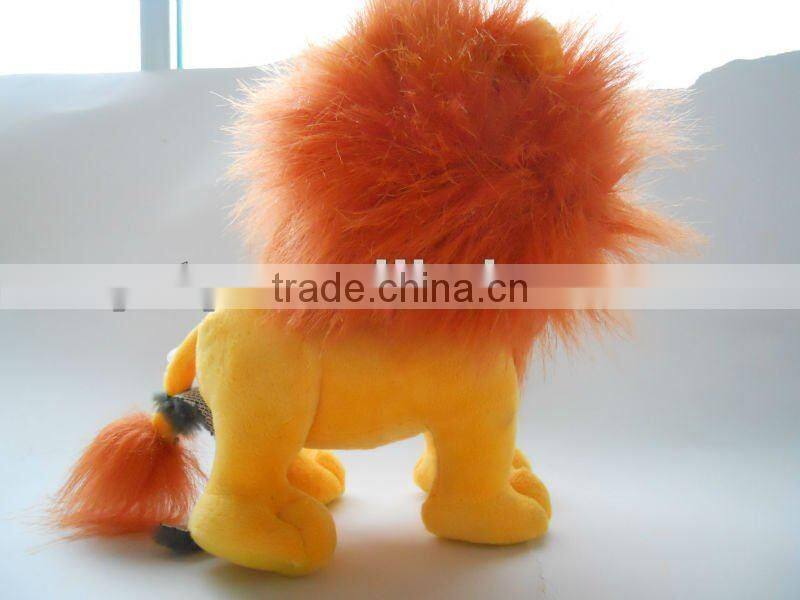 Sitting design brown color plush lion toys with T-shirt and custom logo printing