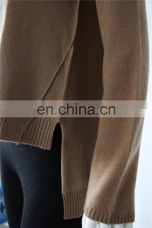 162-96 women flat knit v neck reverse cashmere sweater