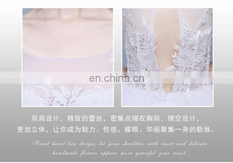 HS1604 Vintage Lace Applique Sheer Wedding Dresses 2017 Elegant Court Train Ruched Tulle Plus Size Bridal Gowns Custom Made