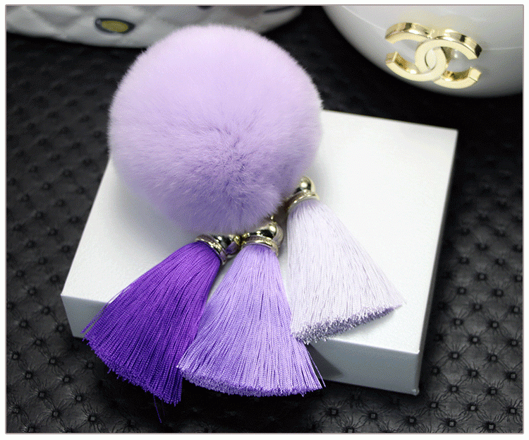 2016 Beautiful Real Rabbit Fur Ball KeyChain / Car and Bag Charm Keychain