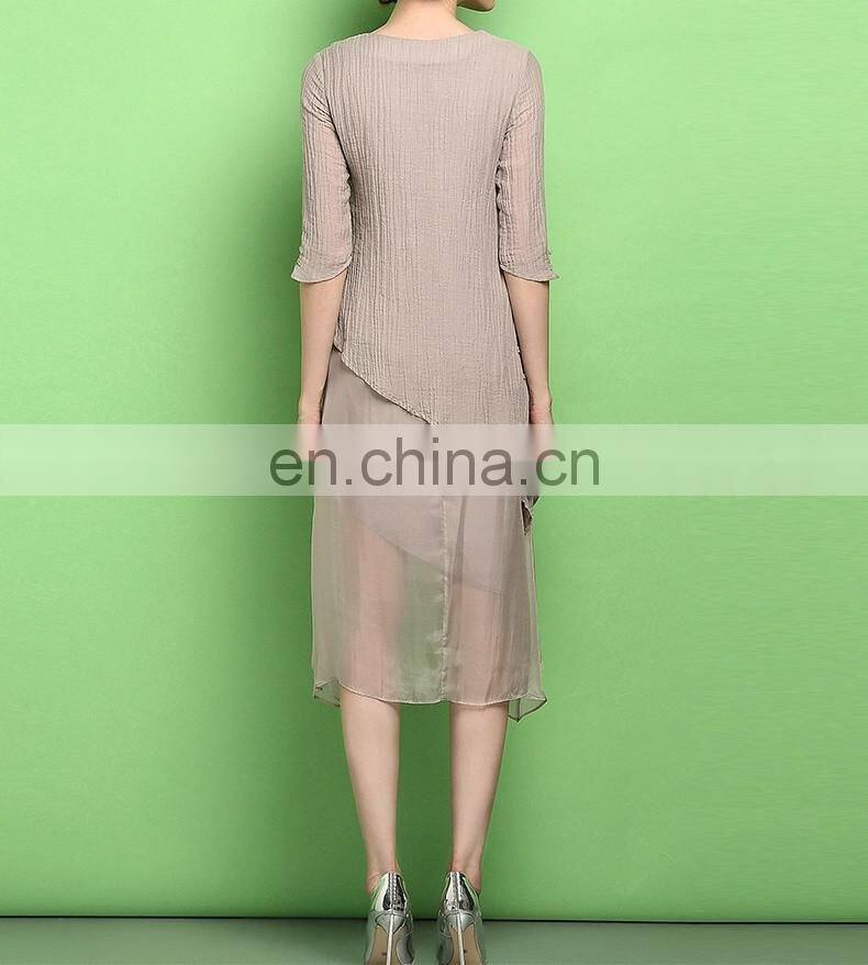 2015 new design half sleeve lady custom dress shirt