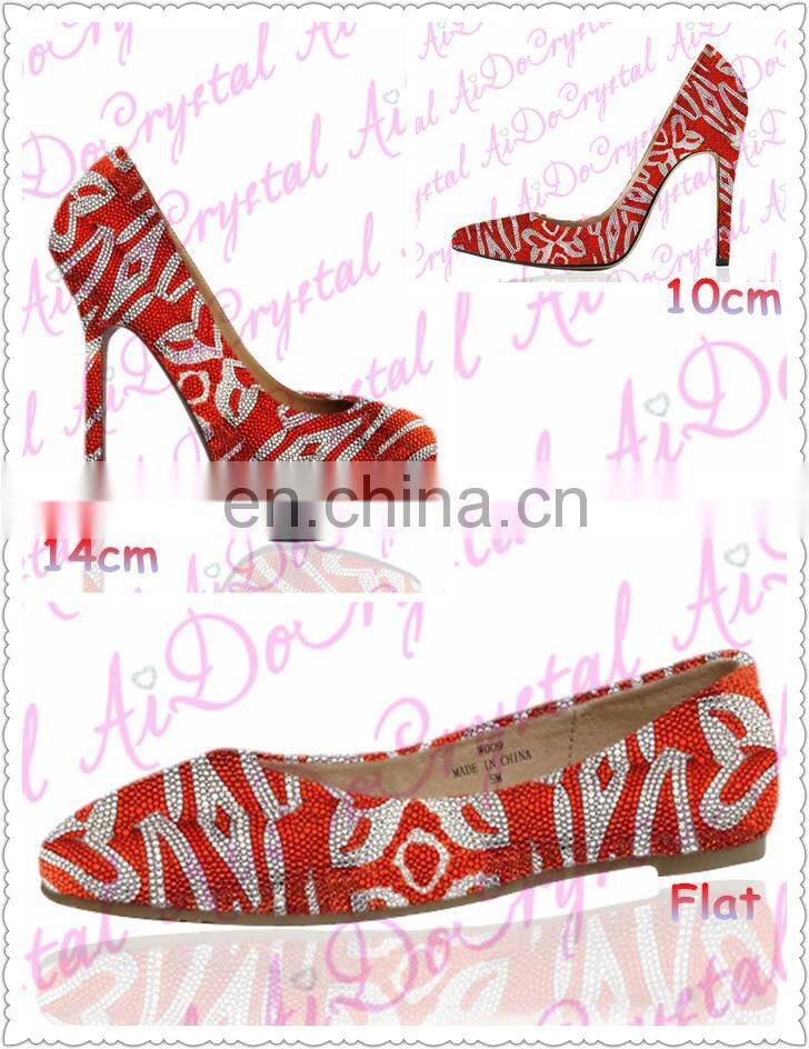 Aidocrystal stiletto pump for dress high heels red pointed toe fashion ladies shoes with crystal