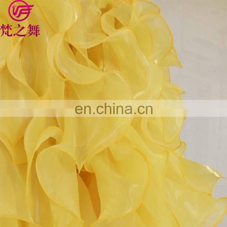 Q-6051 Plus size long organza wave performance belly dance skirt with slit