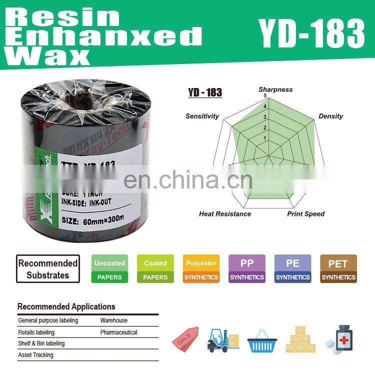 YD106 customize Wax TTR Thermal Transfer printing maker labels ribbon