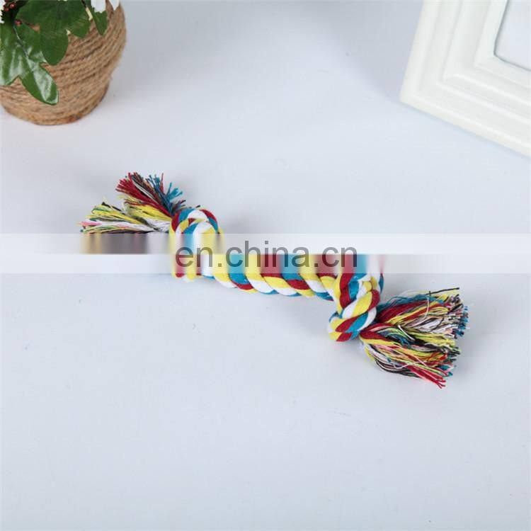 Small to large dog play colored double knots handmade cotton pet rope toy