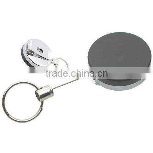 Gift Idea 2" Pull Reel Key Chain Keychain w 38" Retractable Cable Cord US SELLER