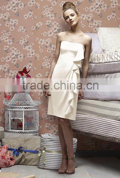 High Quality 2014 New Strapless Straight Knee-Length Party Dress with Ruffle
