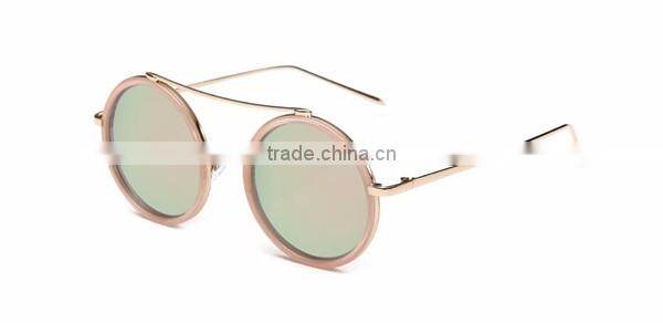 UV 400 women ladies female fashionable reflective black full metal frame round lens sunglasses