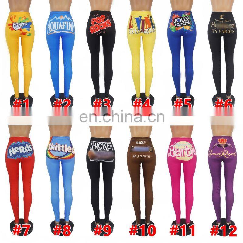Fall clothing 2020 High Waisted Yoga Workout Long Pants Tight Butt leggings Candy Snack corn pants in womens