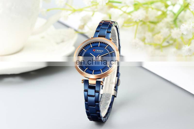 CURREN 9054 Women Ultra Thin Dial Elegant Watches Business Quartz Stainless Steel Simple Bracelet Wristwatch
